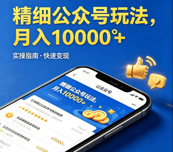 精细化公众号玩法，我们给你提供文章，你来负责发布，收益可观，月入1W+【揭秘】-才疏云网创