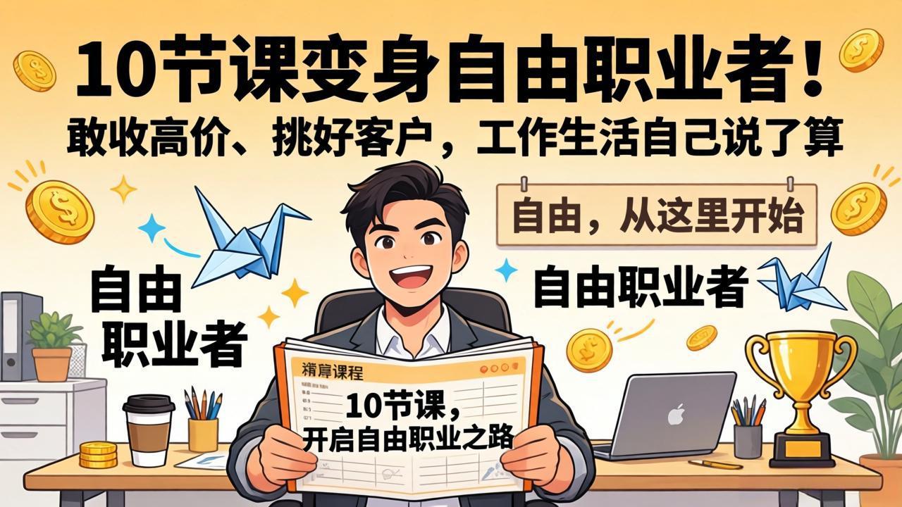 10 节课变身自由职业者！敢收高价、挑好客户，工作生活自己说了算-才疏云网创