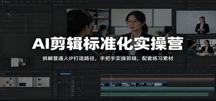 AI剪辑标准化实操营：拆解普通人IP打造路径，手把手实操剪辑，配套练习素材-才疏云网创