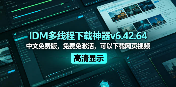 IDM多线程下载神器v6.42.64中文免费版,免费免激活,可以下载网页视频(例如飞书文档内的视频)-才疏云网创