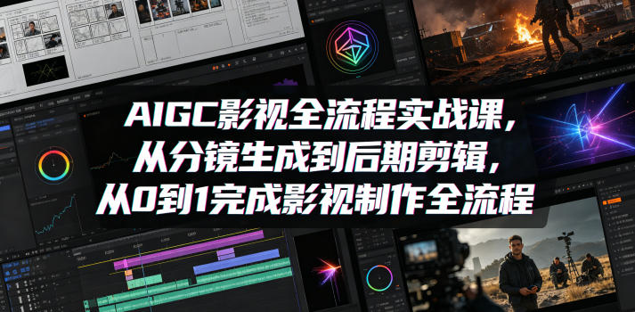 AIGC影视全流程实战课，从分镜生成到后期剪辑，从0到1完成影视制作全流程-才疏云网创