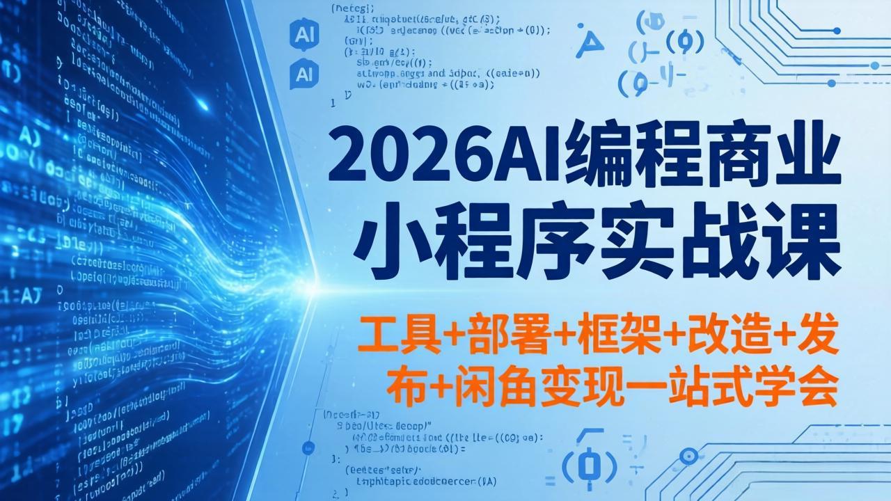 2026AI编程商业小程序实战课，工具+部署+框架+改造+发布+闲鱼变现一站式学会-才疏云网创