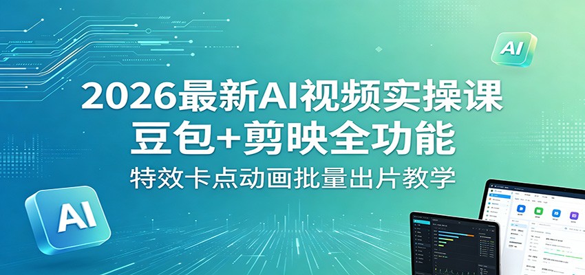 2026最新AI视频实操课：豆包+剪映全功能，特效卡点动画批量出片教学-才疏云网创