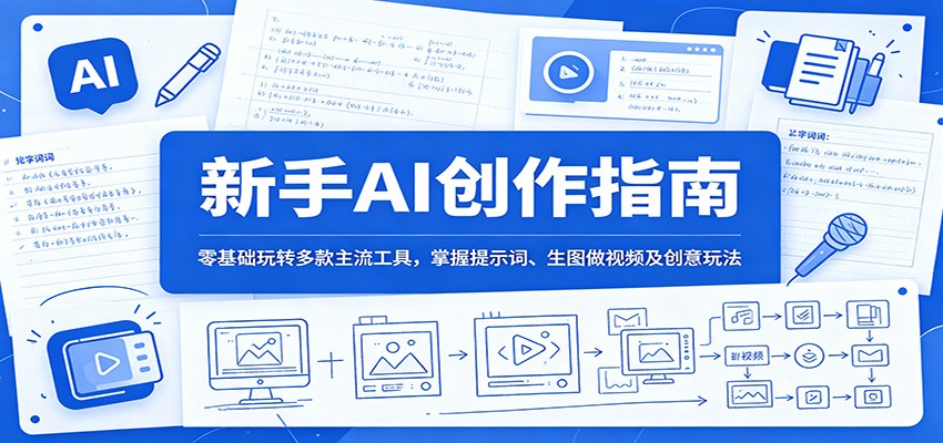 新手AI创作指南：零基础玩转多款主流工具，掌握提示词、生图做视频及创意玩法-才疏云网创