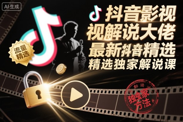 抖音影视解说大佬最新抖音进精选和独家方法,精选独家解说课(更新26年3月)-才疏云网创