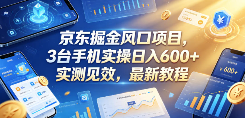 京东掘金风口项目,3台手机实操日入600+,实测见效,最新教程【揭秘】-才疏云网创