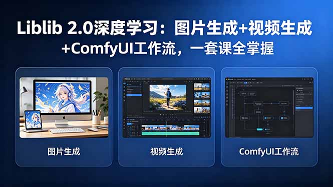 Liblib 2.0深度学习:图片生成+视频生成+ComfyUI工作流,一套课全掌握-才疏云网创