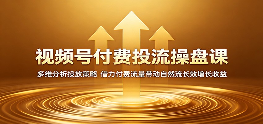 视频号付费投流操盘课:多维分析投放策略,借力付费流量带动自然流长效增长收益-才疏云网创