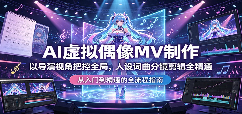 AI虚拟偶像MV制作：以导演视角把控全局，人设词曲分镜剪辑全精通-才疏云网创