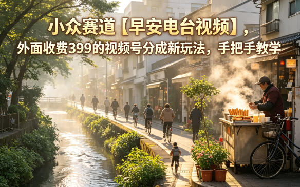 小众赛道【早安电台视频】,外面收费399的视频号分成新玩法,手把手教学-才疏云网创