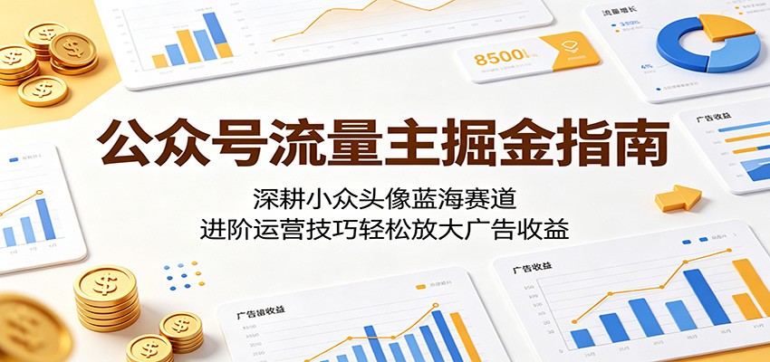 公众号流量主掘金指南：深耕小众头像蓝海赛道，进阶运营技巧轻松放大广告收益-才疏云网创
