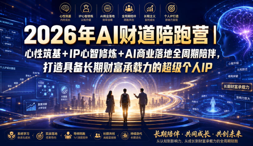 2026年AI财道陪跑营｜心性筑基+IP心智修炼+AI商业落地全周期陪伴，打造具备长期财富承载力的超级个人IP-才疏云网创