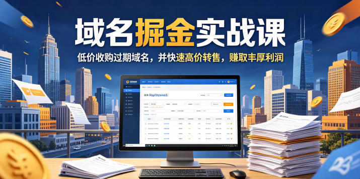 域名交易掘金实战课，低价收购过期域名，并快速高价转售，賺取丰厚利润【原创双语字幕】-才疏云网创