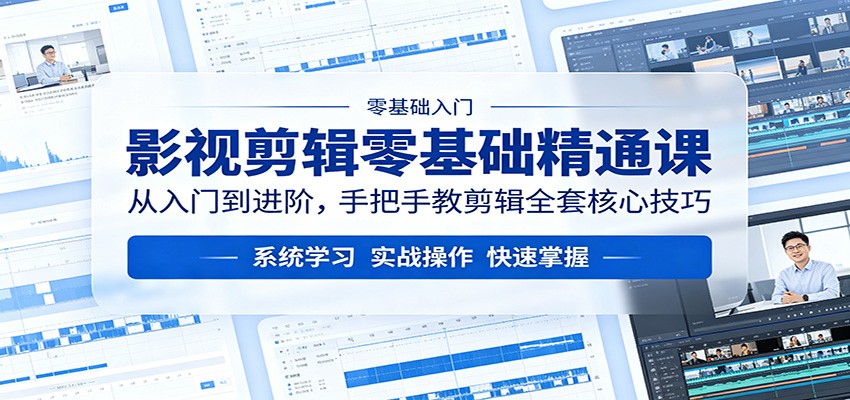 影视剪辑零基础精通课：从入门到进阶，手把手教剪辑全套核心技巧-才疏云网创