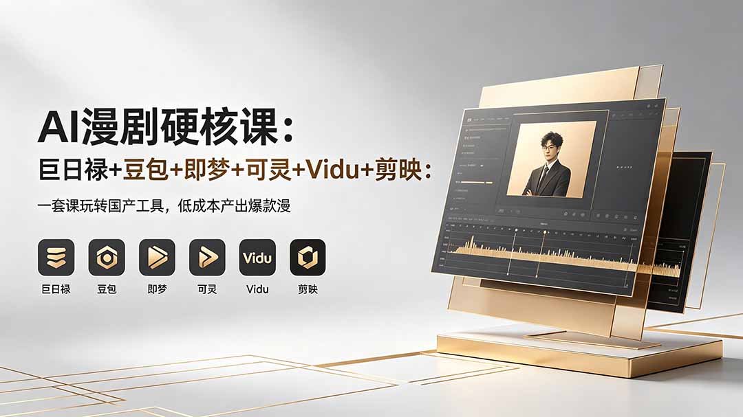 AI漫剧硬核课:巨日禄+豆包+即梦+可灵+Vidu+剪映:一套课玩转国产工具,低成本产出爆款漫剧-才疏云网创