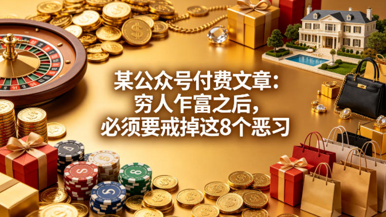 某公众号付费文章:穷人乍富之后,必须要戒掉这8个恶习-才疏云网创