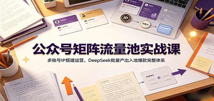 公众号矩阵流量池实战课：多账号IP搭建运营，DeepSeek批量产出入池爆款完整体系-才疏云网创