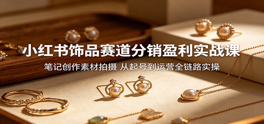 小红书饰品赛道分销盈利实战课：笔记创作素材拍摄，从起号到运营全链路实操-才疏云网创