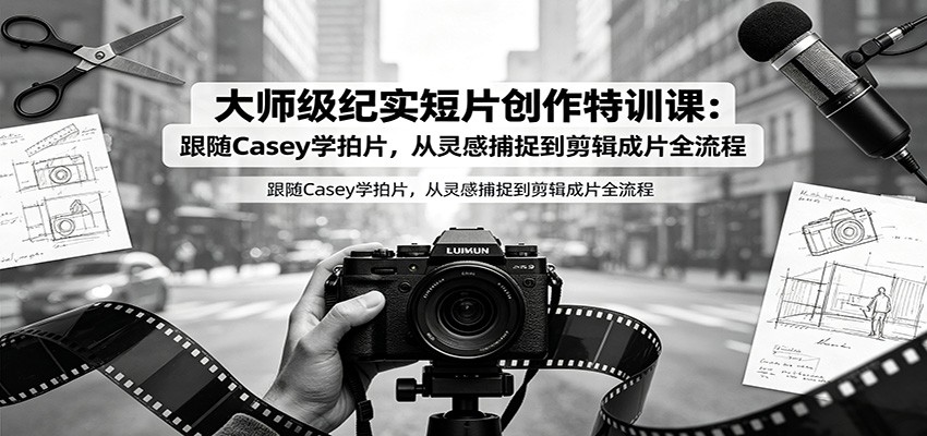 大师级纪实短片创作特训课：跟随Casey学拍片，从灵感捕捉到剪辑成片全流程-才疏云网创