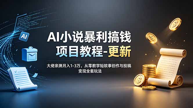 AI小说暴利搞钱项目教程-更新，大佬亲测月入1-3万，从零教学短故事创作与投稿变现全套玩法-才疏云网创