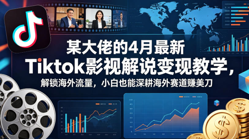 某大佬的4月最新Tiktok影视解说变现教学,解锁海外流量,小白也能深耕海外赛道賺美刀-才疏云网创