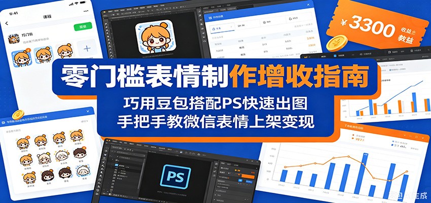 零门槛表情制作增收指南：巧用豆包搭配 PS 快速出图，手把手教微信表情上架变现-才疏云网创