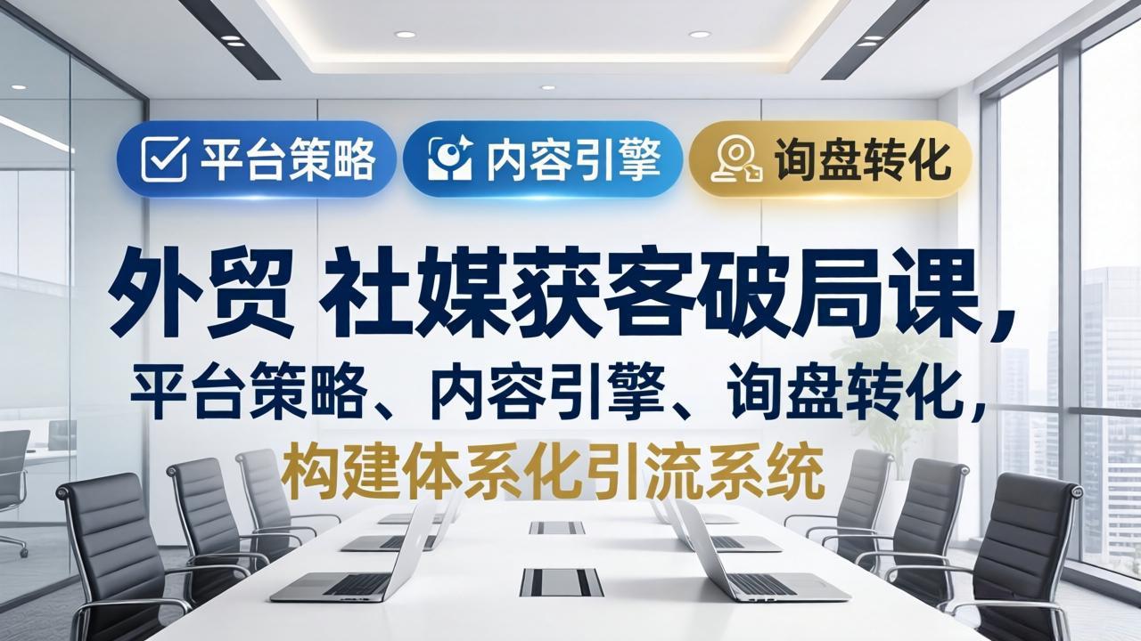 外贸 社媒获客破局课,平台策略、内容引擎、询盘转化,构建体系化引流系统(更新26年3月-才疏云网创
