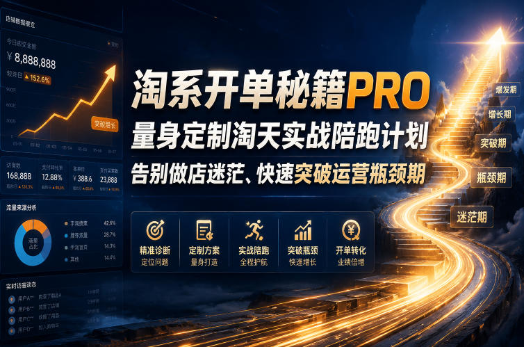 淘系开单秘籍PRO，量身定制淘天实战陪跑计划，告别做店迷茫、快速突破运营瓶颈期(2026年6月22日)-才疏云网创