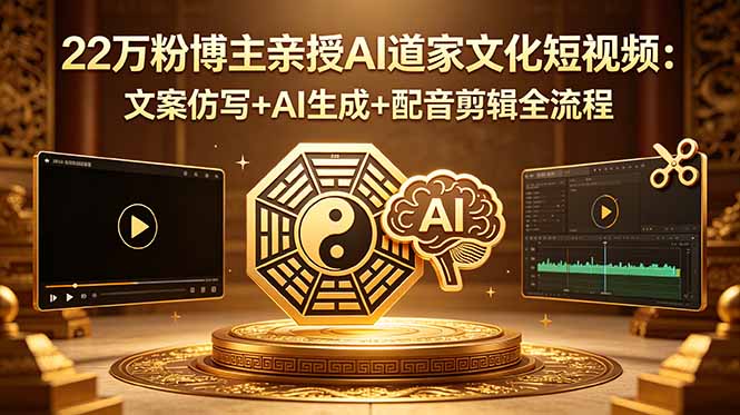 22万粉博主亲授AI道家文化短视频：文案仿写+AI生成+配音剪辑全流程-才疏云网创