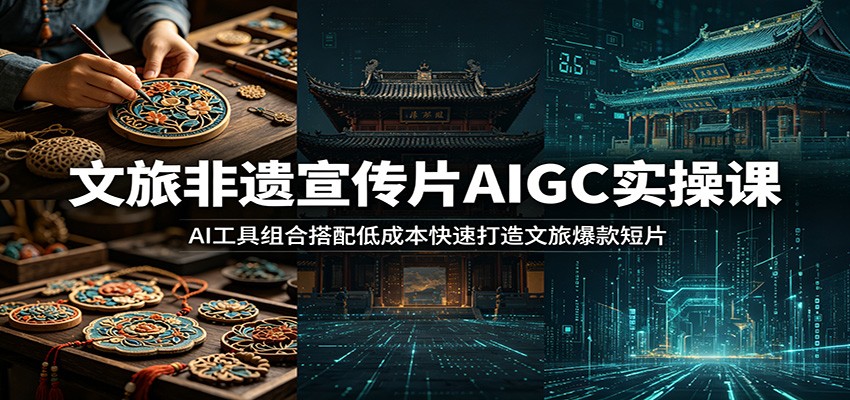 文旅非遗宣传片AIGC实操课：AI工具组合搭配低成本快速打造文旅爆款短片-才疏云网创