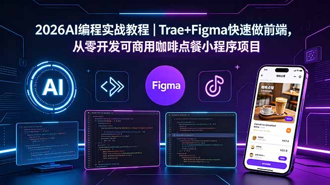 2026AI编程实战教程｜Trae+Figma快速做前端，从零开发可商用咖啡点餐小程序项目-才疏云网创