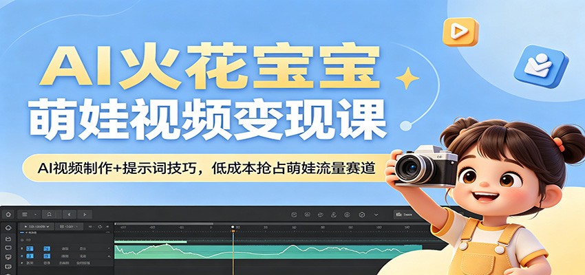 AI火花宝宝萌娃视频变现课：AI视频制作+提示词技巧，低成本抢占萌娃流量赛道-才疏云网创