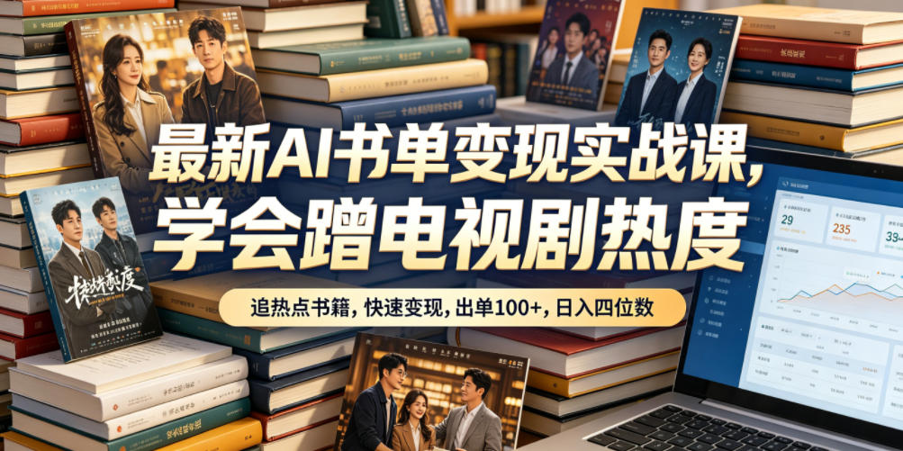 最新AI书单变现实战课,学会蹭电视剧热度,追热点书籍,快速变现,出单100+,日入四位数-才疏云网创