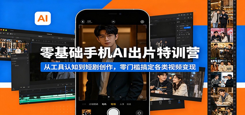零基础手机AI出片特训营:从工具认知到短剧创作,零门槛搞定各类视频变现-才疏云网创