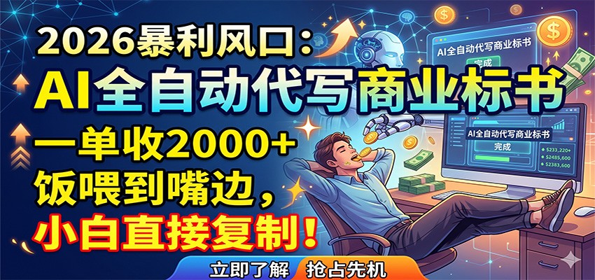 AI全自动代写商业标书,一单收2000+,饭喂到嘴边,小白直接复制-才疏云网创