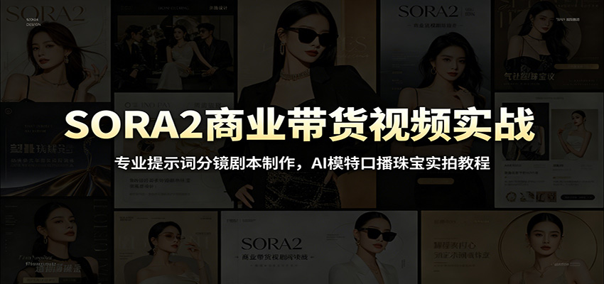 SORA2商业带货视频实战：专业提示词分镜剧本制作，AI模特口播珠宝实拍教程-才疏云网创