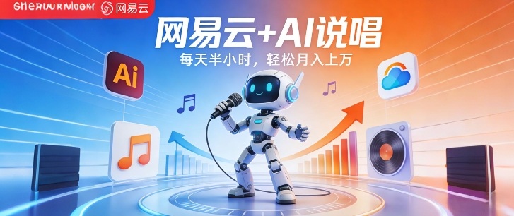 网易云+AI说唱，每天半小时，AI内容创作+流量变现，轻松月入1W-才疏云网创