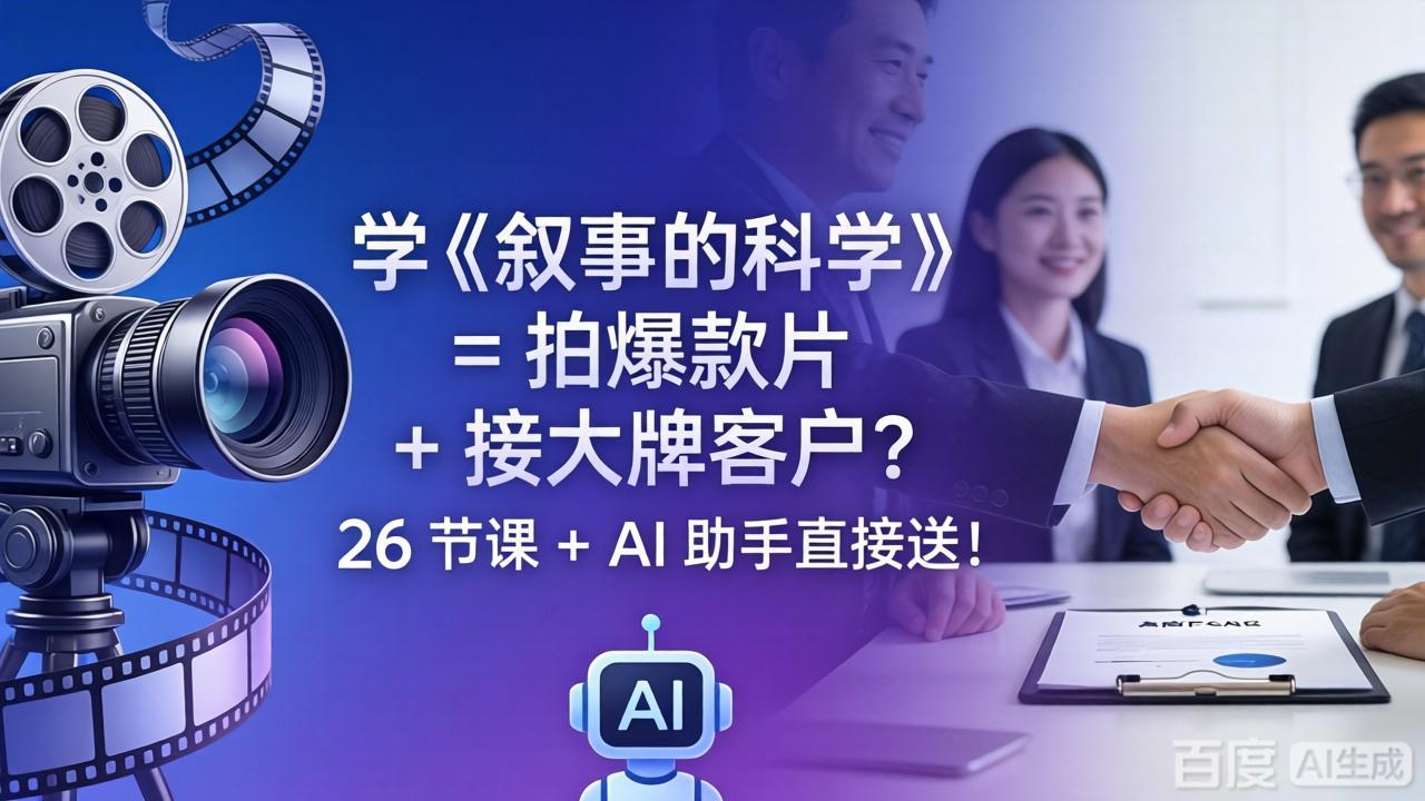 学《叙事的科学》= 拍爆款片 + 接大牌客户?26 节课 + AI 助手直接送!-才疏云网创