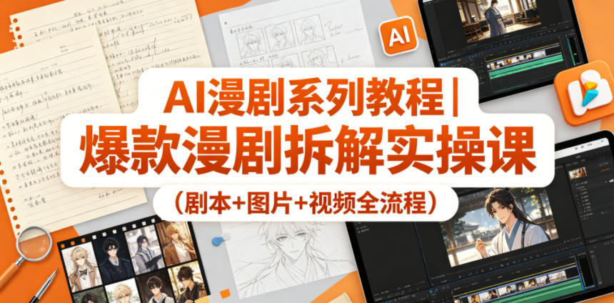 AI漫剧系列教程|爆款漫剧拆解实操课(剧本+图片+视频全流程)-才疏云网创
