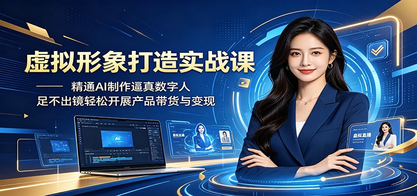 虚拟形象打造实战课：精通AI制作逼真数字人，足不出镜轻松开展产品带货与变现-才疏云网创