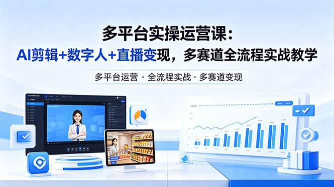 某团队多平台实操运营课-更新26年4月20：AI剪辑+数字人+直播变现，多赛道全流程实战教学-才疏云网创