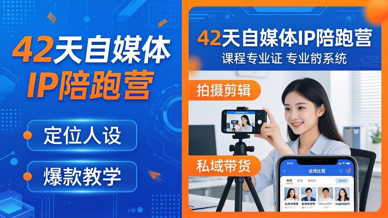 42天自媒体IP陪跑营-26年4月19更新：定位人设爆款全教学，拍摄剪辑私域带货一站式落地-才疏云网创