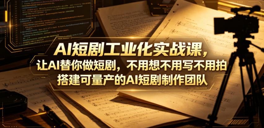 AI短剧工业化实战课,让AI替你做短剧,不用想不用写不用拍,搭建可量产的AI短剧制作团队-才疏云网创