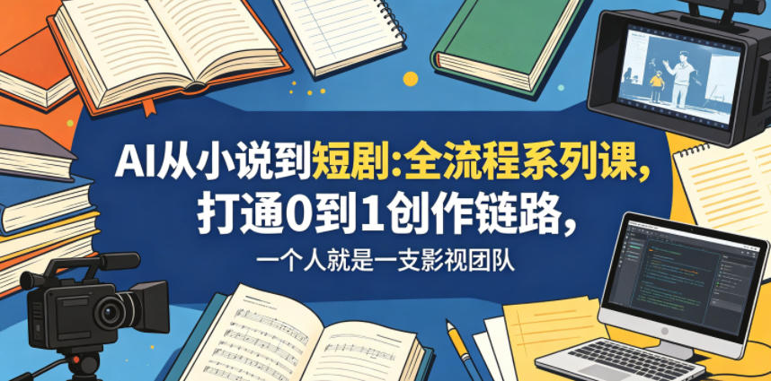 AI从小说到短剧全流程系列课，打通0到1创作链路，一个人就是一支影视团队-才疏云网创
