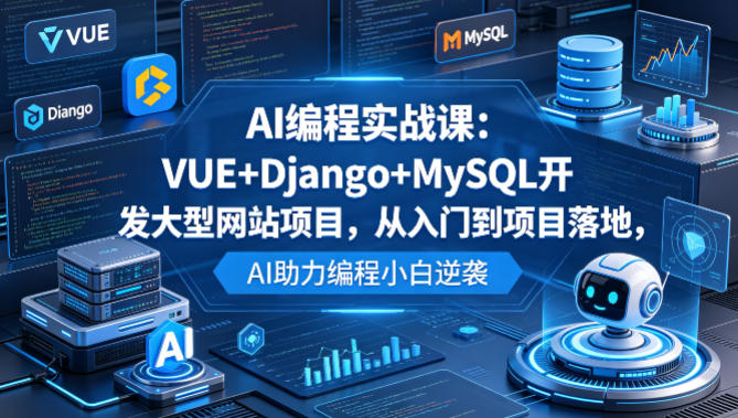 AI编程实战课:VUE+Django+MySQL开发大型网站项目,从入门到项目落地,AI助力编程小白逆袭-才疏云网创