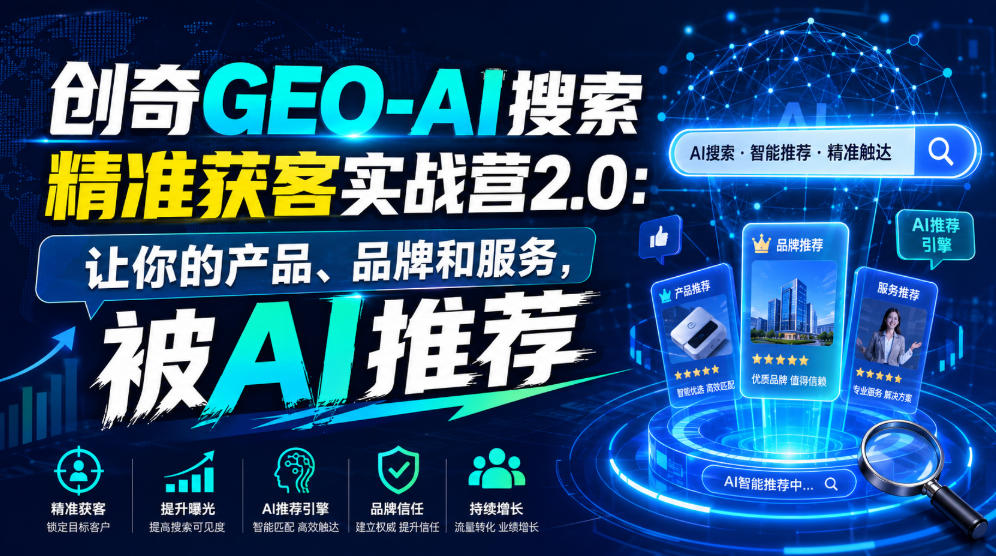 创奇GEO-AI搜索精准获客实战营2.0：让你的产品、品牌和服务，被AI推荐-才疏云网创