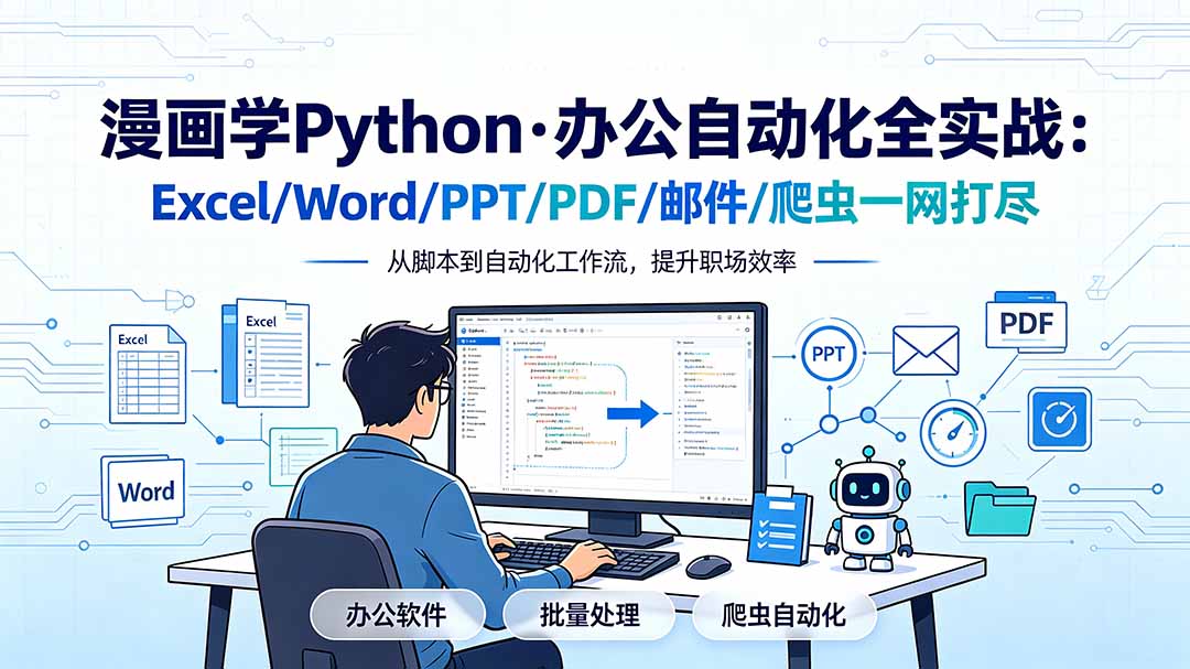 漫画学Python·办公自动化全实战：Excel/Word/PPT/PDF/邮件/爬虫一网打尽-才疏云网创