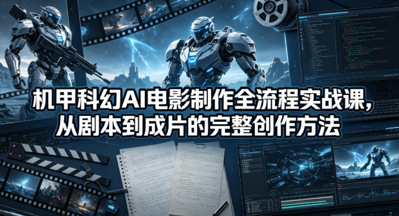 机甲科幻AI电影制作全流程实战课，从剧本到成片的完整创作方法-才疏云网创