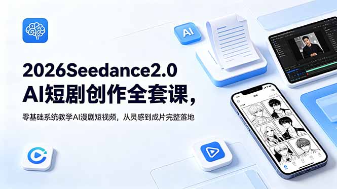 2026Seedance2.0AI短剧创作全套课，零基础系统教学AI漫剧短视频，从灵感到成片完整落地-才疏云网创
