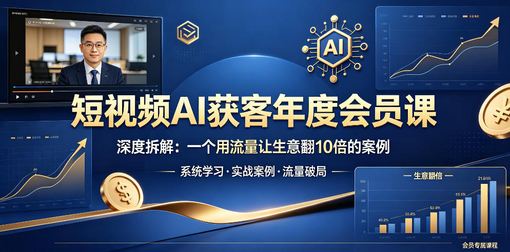 短视频AI获客年度会员课，深度拆解，一个用流量让生意翻10倍的案例-才疏云网创